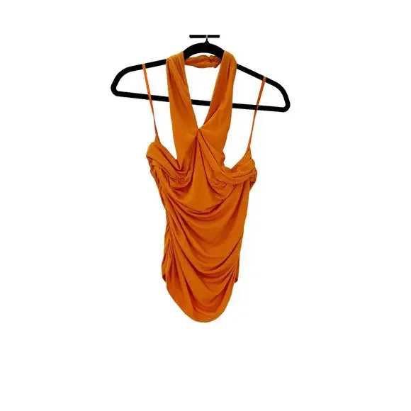 Veronica Beard TES13871 Halter Neck Layla Top Orange Size Medium NWT